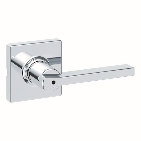 Casey Lever with Square Rose Privacy Door Lock with 6AL Latch and RCS Strike Bright Chrome Finish